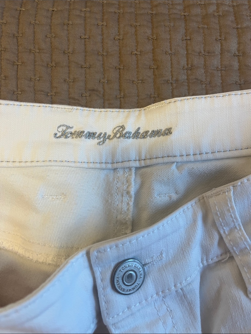 Tommy Bahama White Floral Embroidered Jeans - Picture 2 of 6